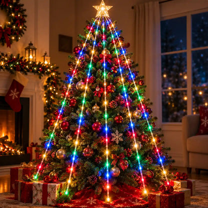Luces Estrella Cascada Y Tapete Navidad
