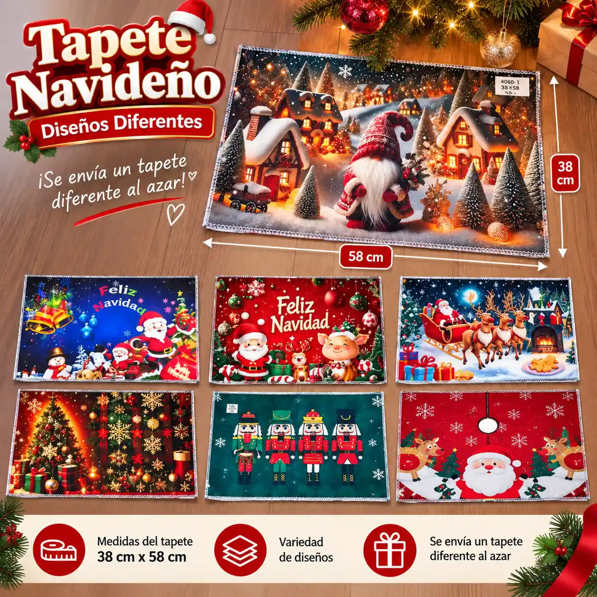 Luces Estrella Cascada Y Tapete Navidad