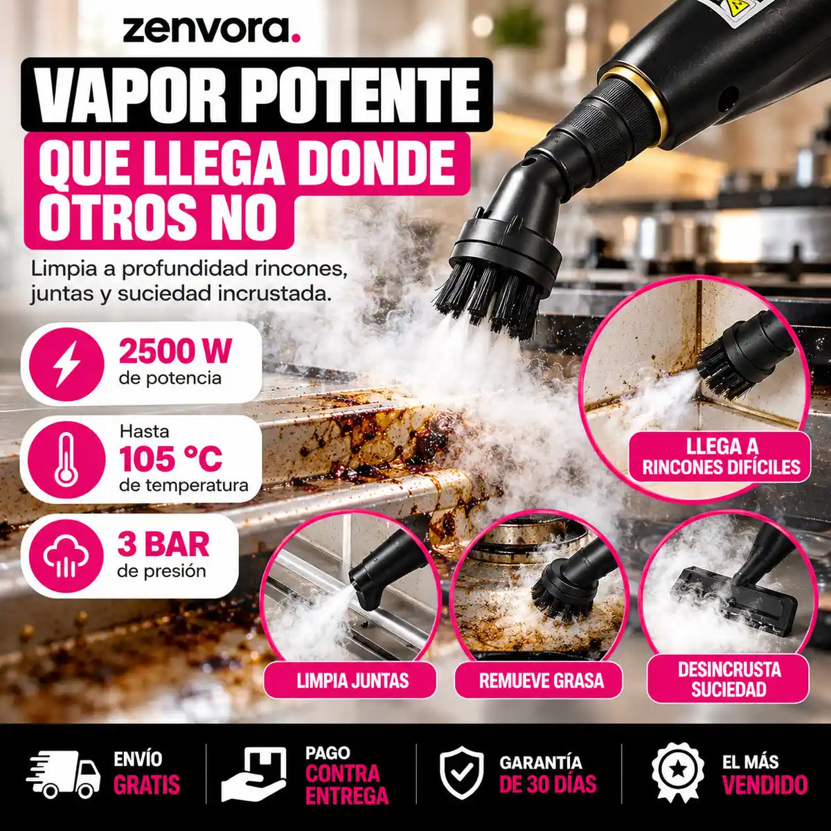 Limpiador a vapor presurizado | Arranca la grasa y suciedad