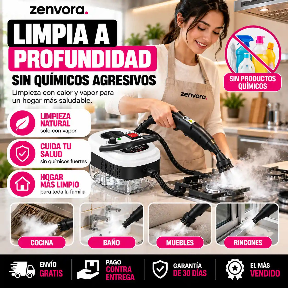 Limpiador a vapor presurizado | Arranca la grasa y suciedad
